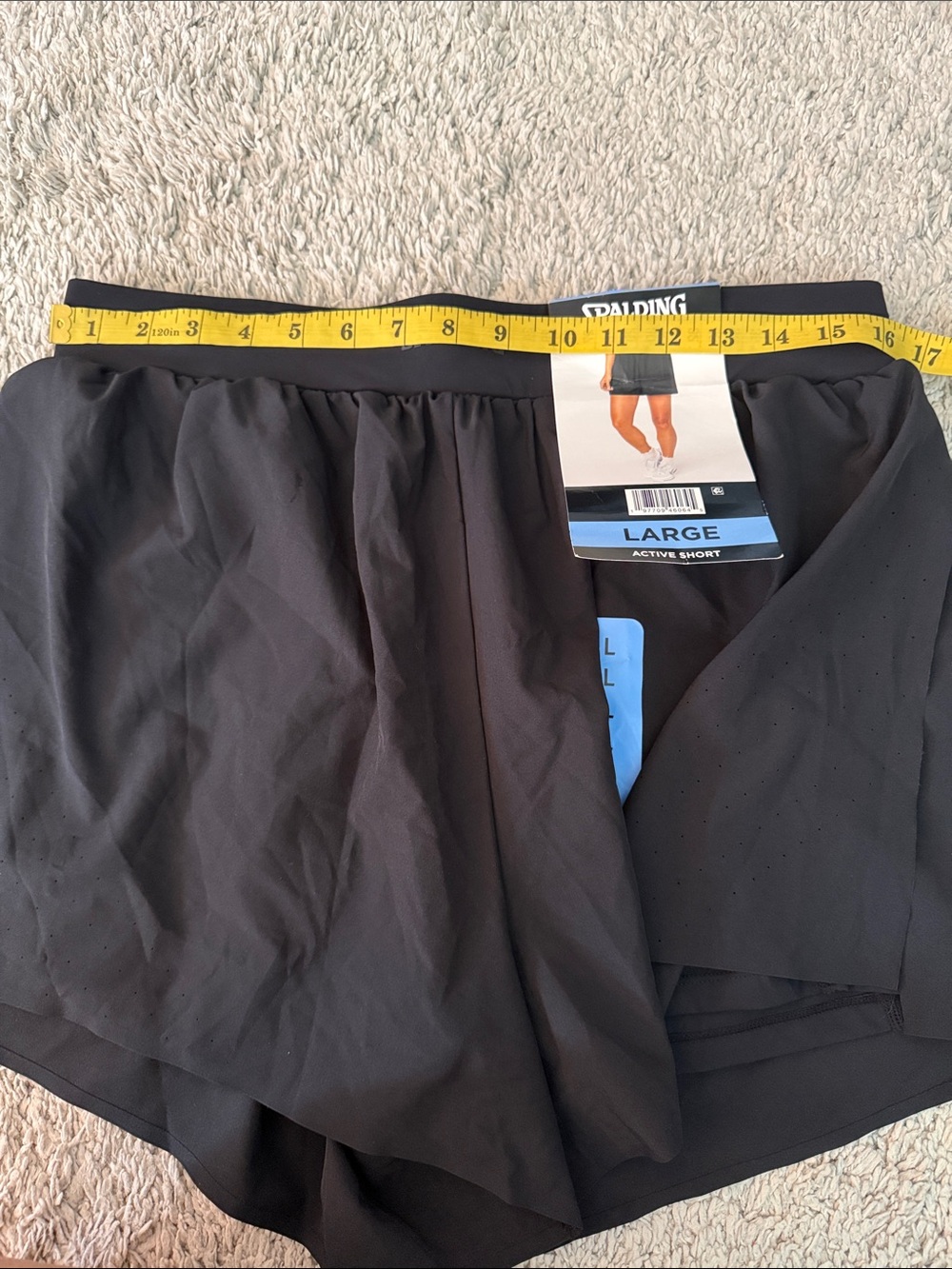NWT Spalding Black Active shorts activewear running gym exercise beach daily szL - Picture 8 of 10
